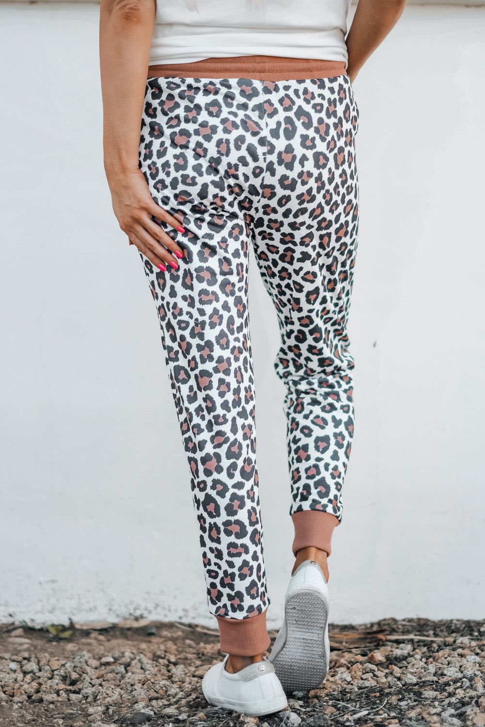 Leopard Print Elastic Waist Jogger Pants